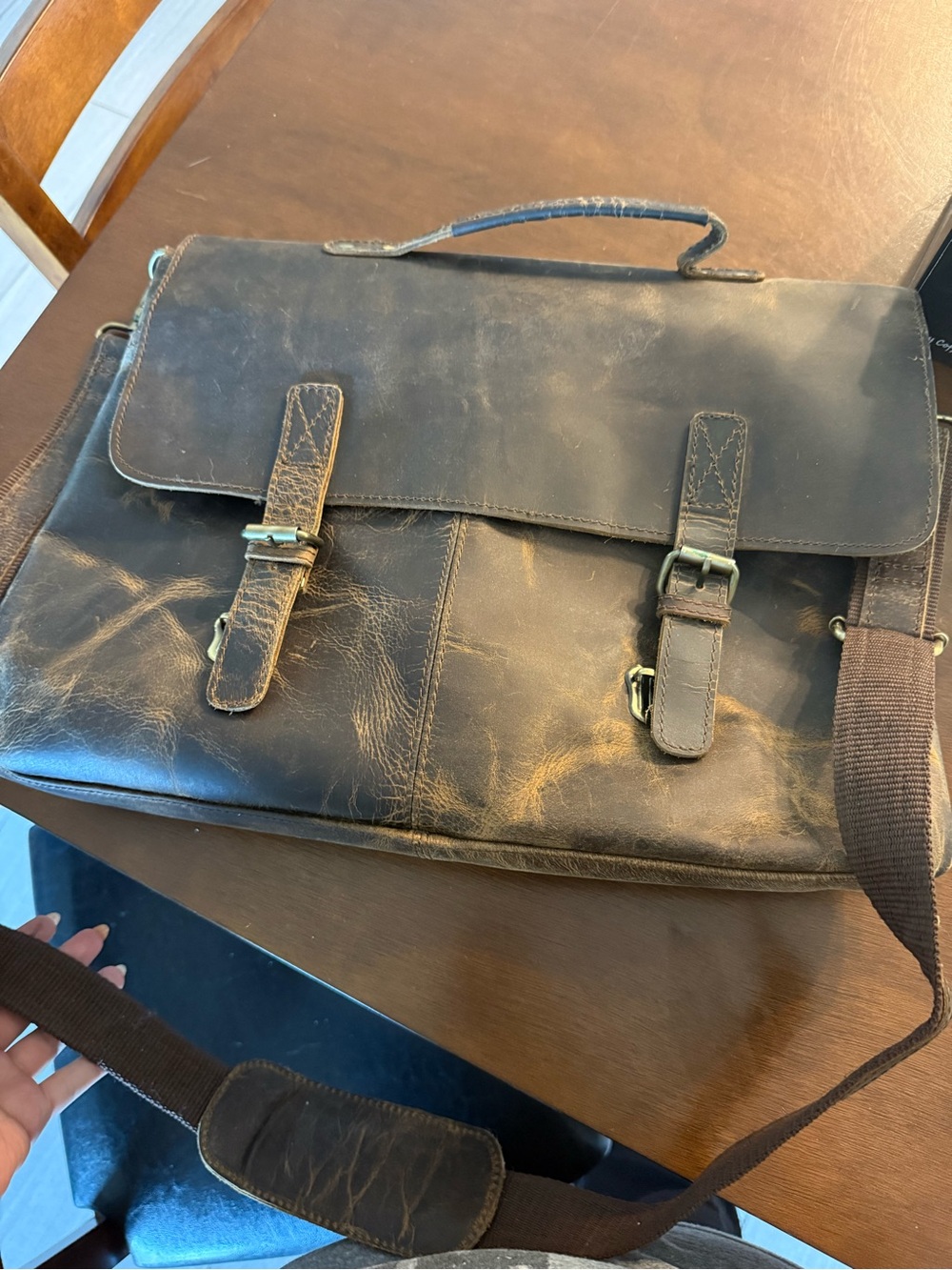 Classic Brown Leather Messenger Bag - Men's Briefcase Style
